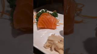 Sashimi salmon sake 🍶 and salmon spicy sushi roll at Umi Japanese restaurant [upl. by Reuben]