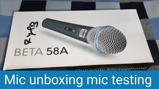 BETA 58A microphone unboxing mic testing [upl. by Arbe]