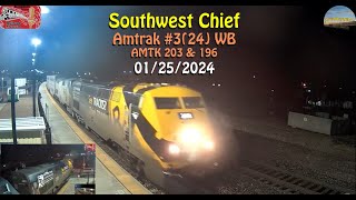 Amtrak 3 24 Southwest Chief 203 OLS196 x 6  01252024 [upl. by Ahsiuqal426]