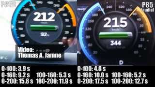 Tesla Model S P85D vs P85 acceleration test [upl. by Seaddon]