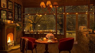 4K Cozy Coffee Shop ☕ Smooth Piano Jazz Music for Relaxing Studying Sleeping [upl. by Sivle]