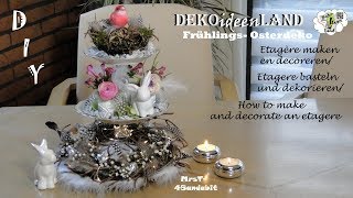 DIY Frühlings Etagere ohne Bohren aus altem Geschirr  Kranz selbermachen I cake stand DekoideenLand [upl. by Converse775]