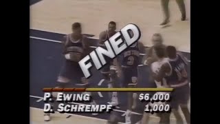 Patrick Ewing Uses Dhalsim Reach to Punch Detlef Schrempf 1991 [upl. by Bertilla]