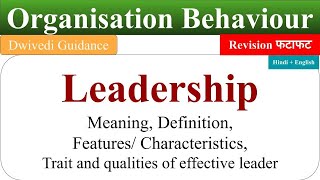 What is Leadership Leadership qualities leadership in organisational behaviour leadership skills [upl. by Yevreh]