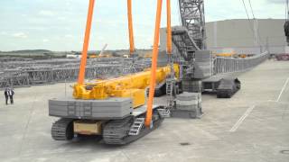 Liebherr  LR 16002 crawler crane using the LTR 1220 as counterweight [upl. by Pier]