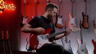 LA Electric Guitar by Gear4music Red  Soundcheck With Backing [upl. by Vaenfila]