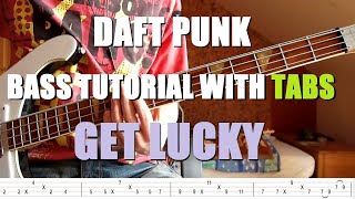 Daft Punk  Get Lucky Bass Tutorial with TABS [upl. by Ainotna]