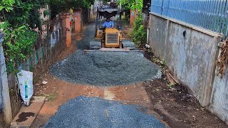 DOZER Techniques Bulldozer and Dump Truck 5Ton Build New Road with Pile of Rocks [upl. by Ezalb809]