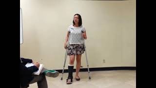 Clip 713 She broke her ankle cast crutches SLC [upl. by Abdel]