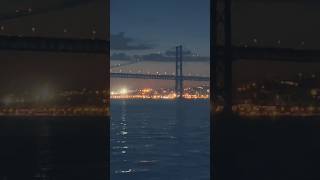 Lisbon 25 de Abril Bridge over Tagus river at night 2 [upl. by Etem290]