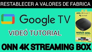 Onn 4K Streaming Box como restablecer a valores de fábrica [upl. by Nehgem634]