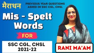 Marathon Of MisSpelt Words For SSC CGL CHSL Exams 202122  Incorrectly and Correctly Spelt Word [upl. by Brose]