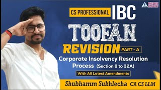 Revision of CIRP Section 6 to 32A of IBC Part A  Corporate Insolvency Resolution Process  SS [upl. by Nelubez]