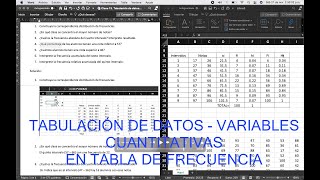 Clase 13 Tabulación de datos variables cuantitativas [upl. by Melicent737]