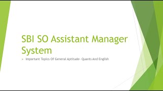 SBI SO Assistant Manager System Exam prep  Most Imp Topics for General Aptitude sbiso aptitude [upl. by Tnias]