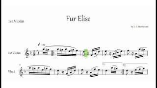 Fur Elise  String Quartet  1st Violin Accompaniment  Free Sheet Music [upl. by Dorise]