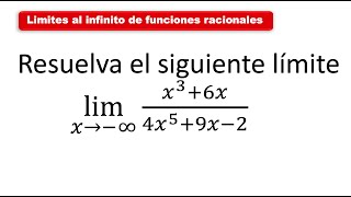 Limites al infinito de funciones racionales 07 Forma indeterminada infinito sobre infinito [upl. by Lodnar]