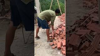 take bricks to build walls build highrise buildings  Builder Vietnambuilder concreting shots [upl. by Nrehtak998]