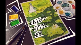 Painting Water lilies with Watercolors  negative painting technique  Paint with Me [upl. by Ahcrop208]