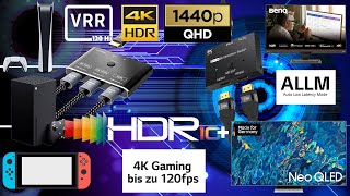 4k120Hz HDMI 21 Splitter für PS5 und X Box Series X Mit VRR ALLM HDR [upl. by Luane]