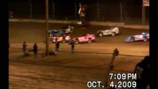 Rick Standridge 2009 Crash at Shepps Speedway October 5th 2009 [upl. by Kepner263]