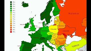 Life expectancy map of Europe 2021 [upl. by Yvon]