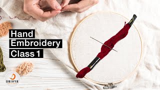 hand embroidery for beginners  class 1  step by step  119 [upl. by Lorsung891]