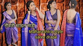 dhoti stylemaharashtra style saree drape nauvari style drape shwaraj vlog [upl. by Esydnac]