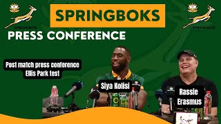 SPRINGBOKS Rassie Erasmus amp Siya Kolisi after epic come from behind win over All Blacks [upl. by Hadeis]