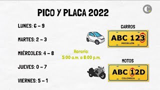 ¡Atentos Así será el pico y placa en el primer semestre de 2022  El Colombiano [upl. by Hgielyk]