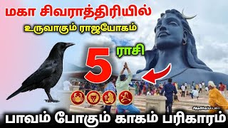 மகா சிவராத்திரியில் 5 ராசிக்கு ராஜ யோகம்  காகத்திற்கு இதை செய்யுங்கள் பாவம் போகும் காகப் பரிகாரம் [upl. by Kerk]