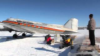 DC3 landing on skis at Chelatna Lake Alaska Bush Air Cargo [upl. by Neetsirk]