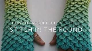 How to Crochet the Crocodile Stitch in the Round How to Start the Mermaid Scale Gloves Pattern [upl. by Walther12]