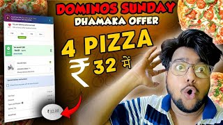 DOMINOS SUNDAY DHAMAKA OFFER  4 pizza in ₹32🔥🍕 Domino’s pizza offer  dominos offer today [upl. by Nerfe]