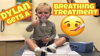 TODDLER GETS A NEBULIZER BREATHING TREATMENT AT THE DOCTORS OFFICE SICK KID FEVER amp COUGHING [upl. by Awad937]