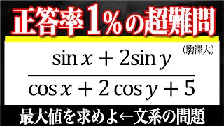 【正答率1】三角関数の超難問（有名な解法です） [upl. by Charie295]