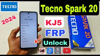 Tecno Spark 20 FRP Bypass Without Pc  New Method  Tecno KJ5 Frp Unlock Android 13  2024 [upl. by Franzen]