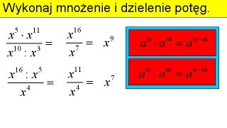 Mnożenie i dzielenie potęg  Wzory i zadania  Matfiz24pl [upl. by Darrow]