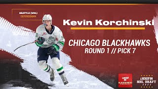 Kevin Korchinski REACTION Chicago Blackhawks make 7 pick in 2022 NHL Draft [upl. by Paff]