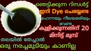 ഡൈ വേണ്ടേ വേണ്ട 70 വയസ്സിലും മുടി കരിക്കട്ടപോലെ കറുക്കും പനങ്കുലപോലെ വളരും 100 natural hair dye oil [upl. by Sura28]