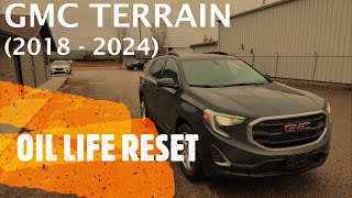 GMC Terrain  How to RESET OIL LIFE and SET IT TO 100 2018  2024 [upl. by Broome]