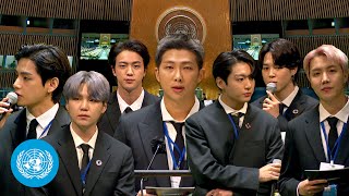 President Moon Jaein amp BTS at the Sustainable Development Goals Moment  United Nations English [upl. by Hgielhsa666]