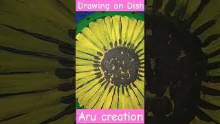 Drawing on old glass dishytshorts art aru creation plz like nd subscribe friends [upl. by Aserahs]