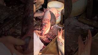 Big Fish Face Cutting with wooden Stick  Fish Cutting skills fishparts knifefish [upl. by Eenram]