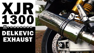 XJR1300 Delkevic Exhaust Start up  ride by  onboard sound [upl. by Hedaza]