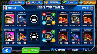 MORE TEETH INDORAPTOR VS SCORPIOS REX GEN 2  JURASSIC WORLD THE GAME [upl. by Aihsar373]