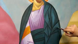 Icon Painting How to Paint a garment By Theodoros Papadopoulos [upl. by Sredna16]