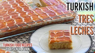 Turkish Trileche Tres Leches Cake  Milk Cake With Caramel Sauce Using Fresh Cream Healthy [upl. by Buckels194]