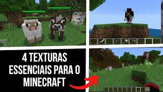 4 texturas essenciais para minecraft pe [upl. by Haisi]