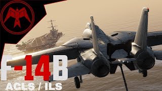 DCS F14 Tomcat Automatic carrier landing system and ILS Tutorial [upl. by Yanttirb]